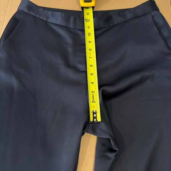 Theory Satin Classic Career Straight Leg Mid Rise Trouser Pants Mavy - Picture 10 of 14